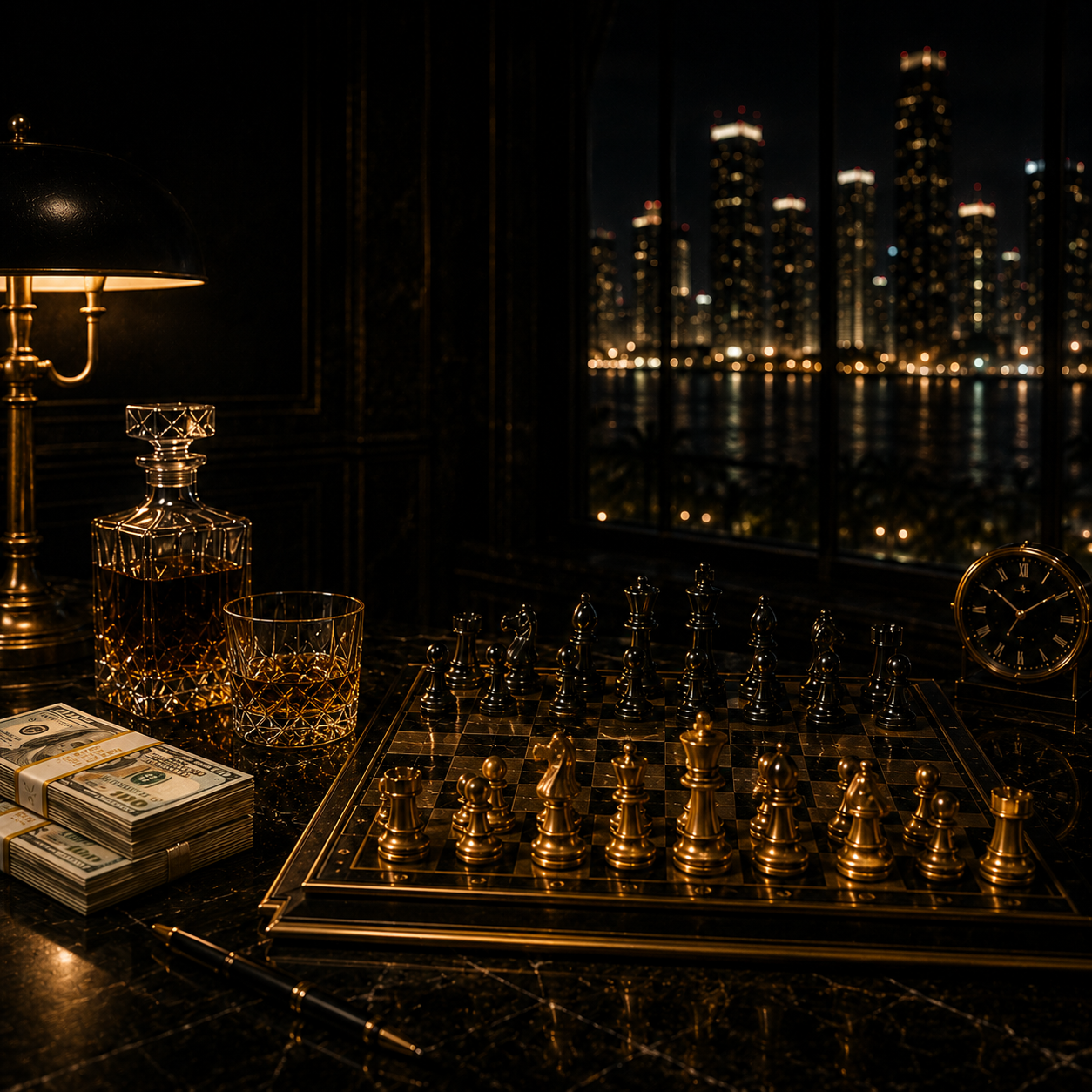 game-is-up-rick-ross-instrumental Luxury cinematic chessboard scene inspired by the boss-level atmosphere and strategic energy associated with Rick Ross-style instrumentals
