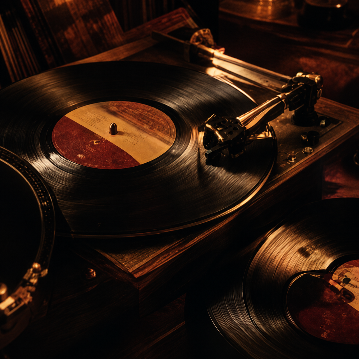 dont-ask-kanye-type-beat Classic soul sample hip hop artwork featuring vintage vinyl records spinning on warm-lit turntables inside a nostalgic music studio, capturing the essence of soulful sample-based production, rich musical textures, and the timeless sound associated with early Kanye-inspired instrumentals.