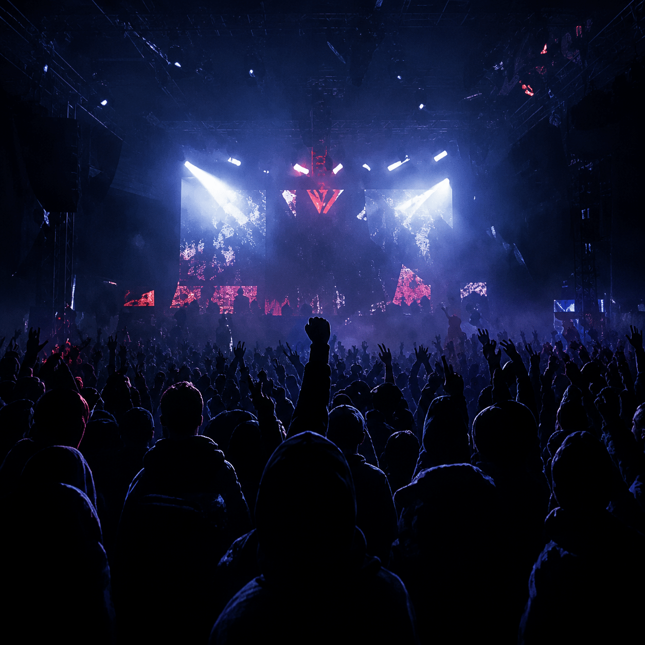 turned-up-eminem-type-beat Modern trap beat artwork featuring a packed concert crowd under bright stage lights, inspired by Eminem-style energy, commercial rap production, catchy hooks, and high-impact live performances