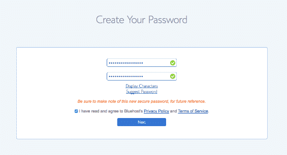Bluehost 6 Password Information